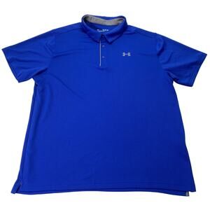 Under Armour 3XL Loose Fit Electric Blue Short Sleeve Polo Shirt Moisture Wick